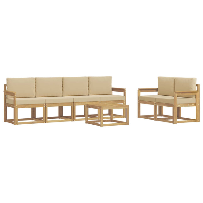 Udendørs sofagruppe med pude 7 pcs Hvid og Beige