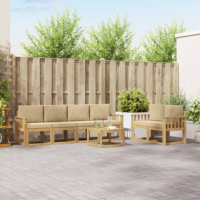 Udendørs sofagruppe med pude 7 pcs Hvid og Beige