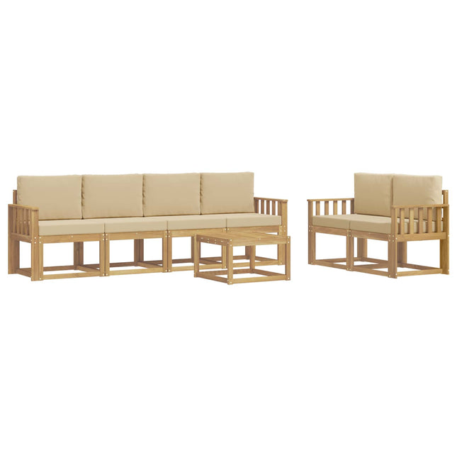 Udendørs sofagruppe med pude 7 pcs Hvid og Beige