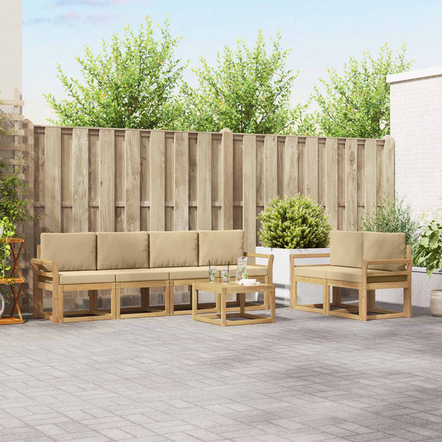 Udendørs sofagruppe med pude 7 pcs Hvid og Beige