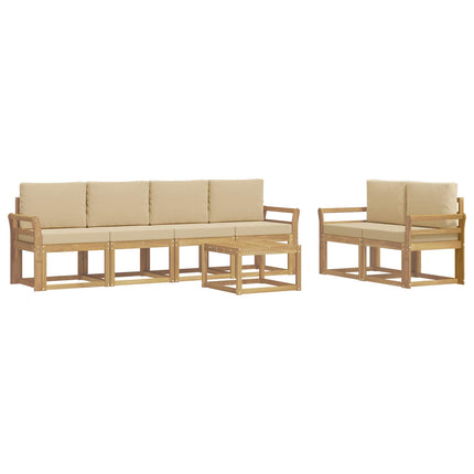 Udendørs sofagruppe med pude 7 pcs Hvid og Beige