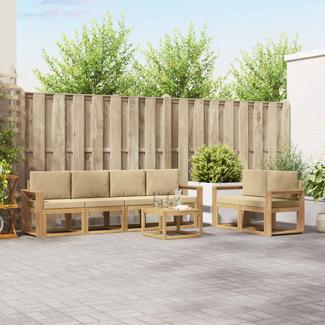 Udendørs sofagruppe med pude 7 pcs Hvid og Beige