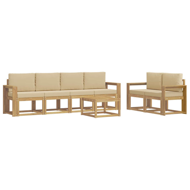 Udendørs sofagruppe med pude 7 pcs Hvid og Beige