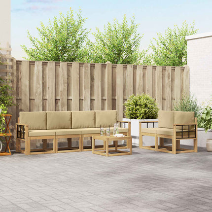 Udendørs sofagruppe med pude 7 pcs Hvid og Beige