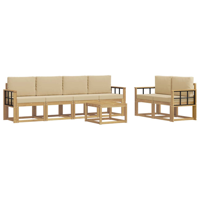 Udendørs sofagruppe med pude 7 pcs Hvid og Beige