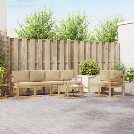 Udendørs sofagruppe med pude 7 pcs Hvid og Beige