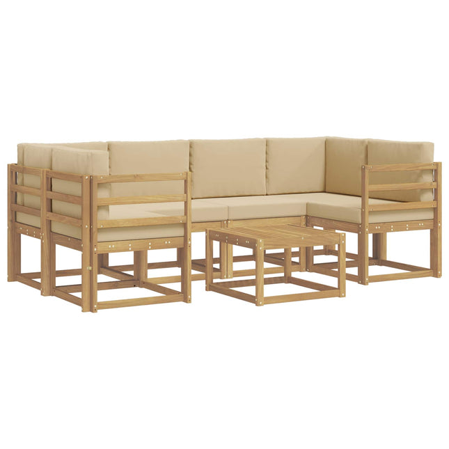 Udendørs sofagruppe med pude 7 pcs Hvid og Beige