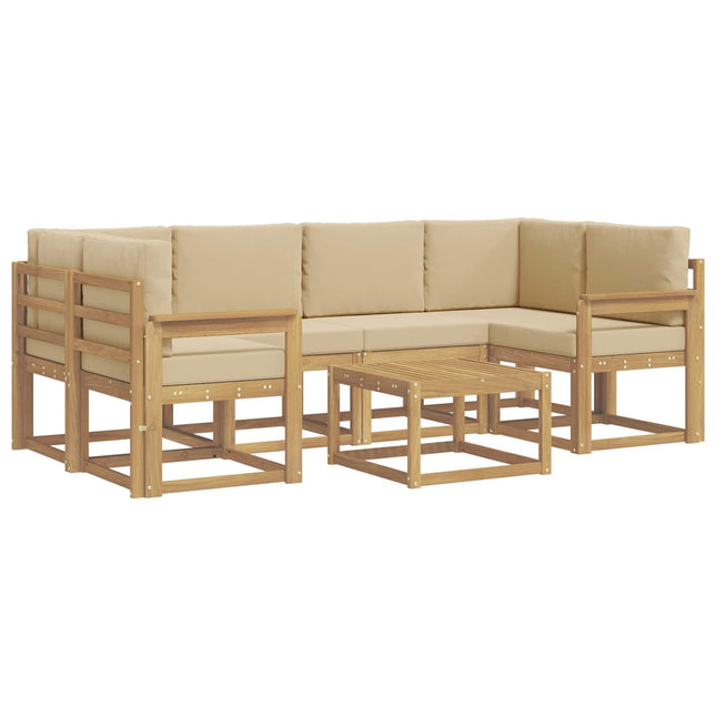 Udendørs sofagruppe med pude 7 pcs Hvid og Beige