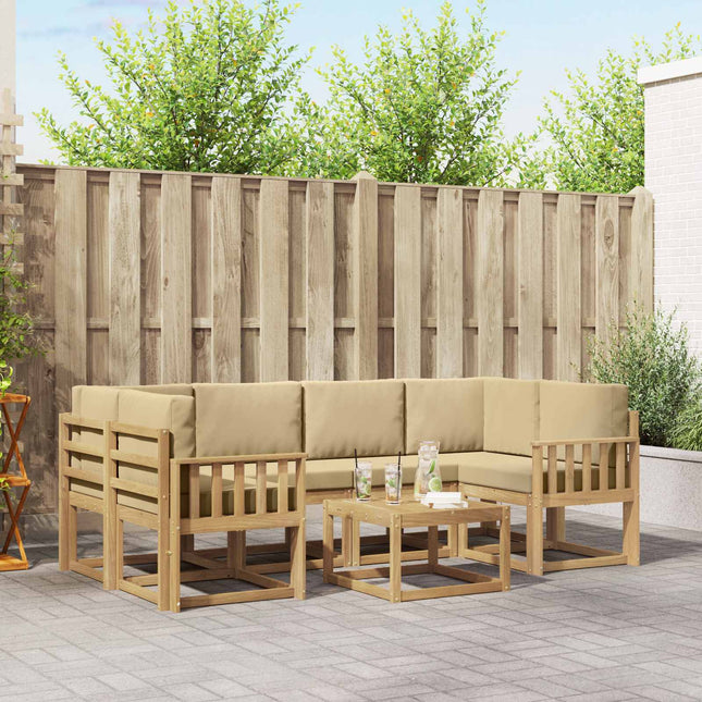 Udendørs sofagruppe med pude 7 pcs Hvid og Beige