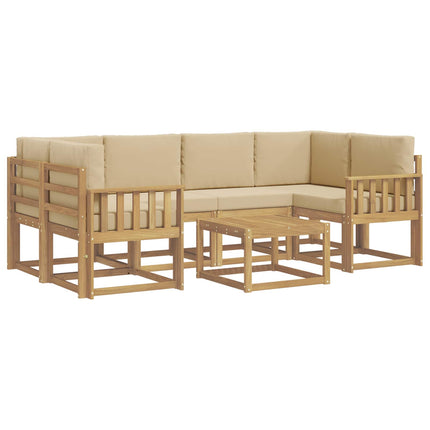 Udendørs sofagruppe med pude 7 pcs Hvid og Beige