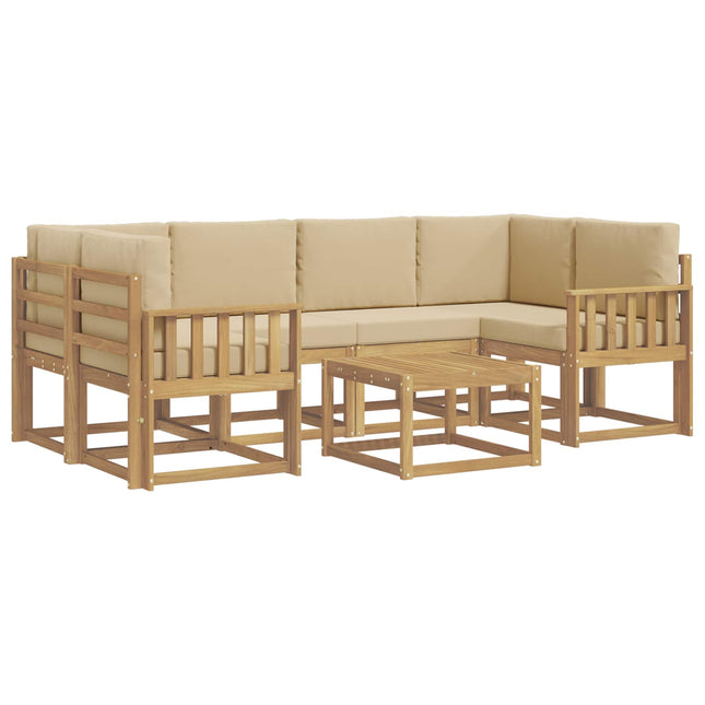 Udendørs sofagruppe med pude 7 pcs Hvid og Beige