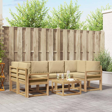Udendørs sofagruppe med pude 7 pcs Hvid og Beige