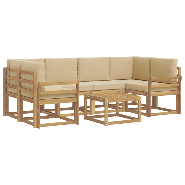 Udendørs sofagruppe med pude 7 pcs Hvid og Beige