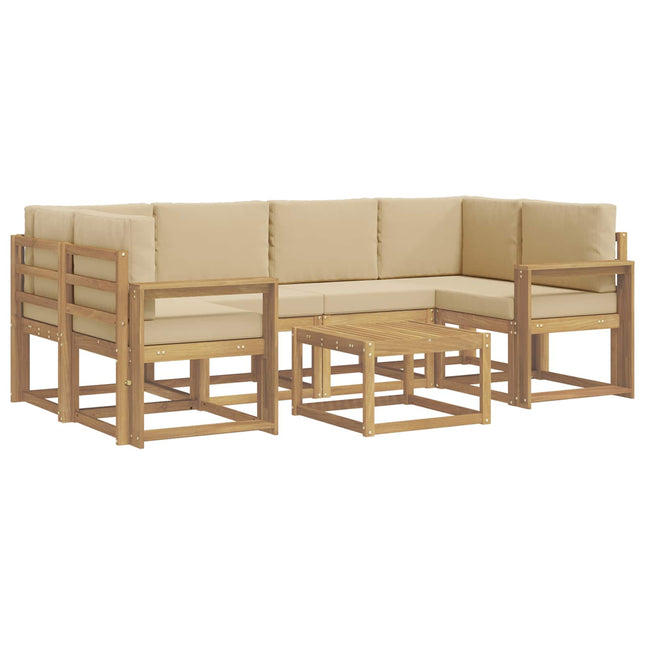 Udendørs sofagruppe med pude 7 pcs Hvid og Beige