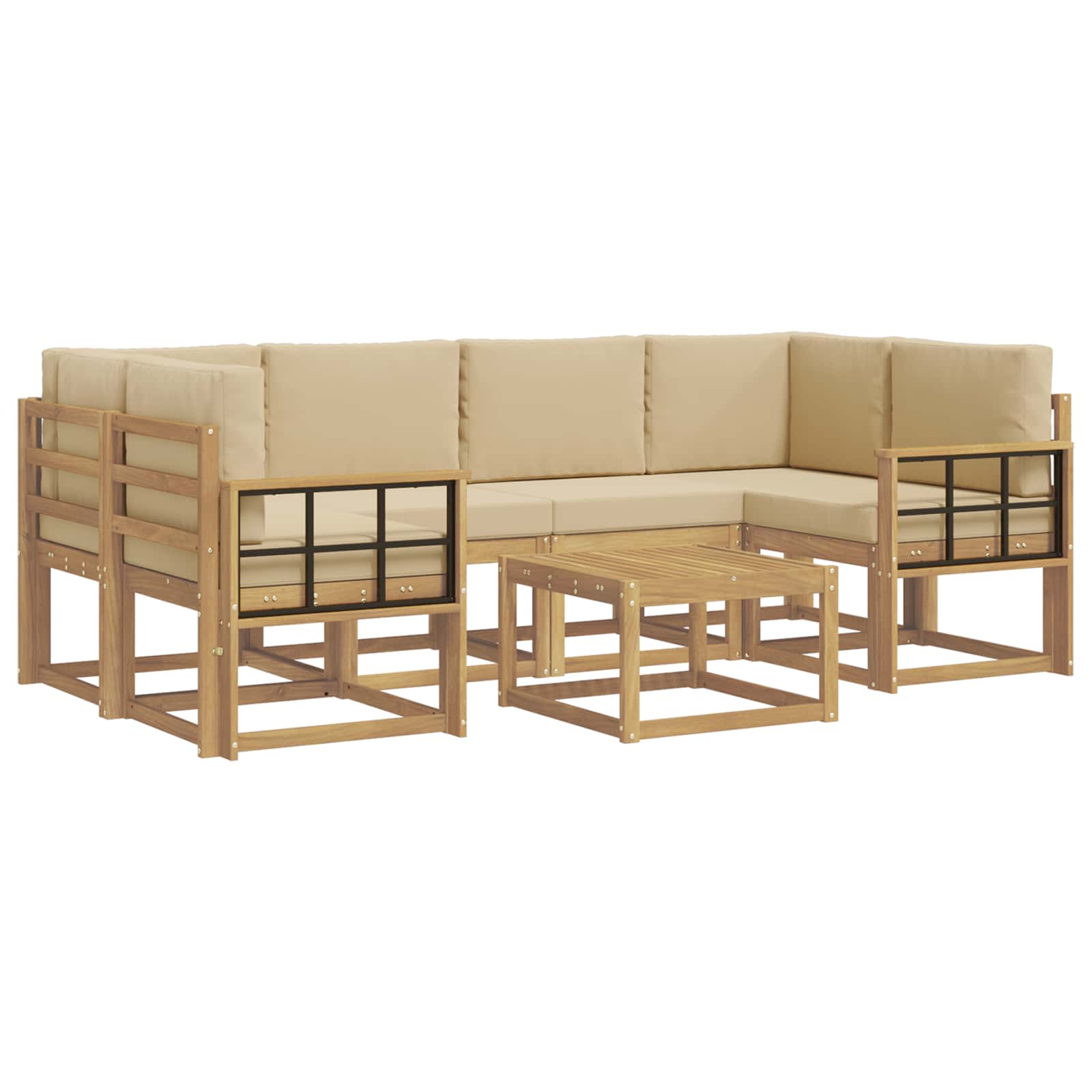 Udendørs sofagruppe med pude 7 pcs Hvid og Beige