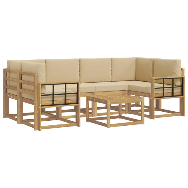 Udendørs sofagruppe med pude 7 pcs Hvid og Beige
