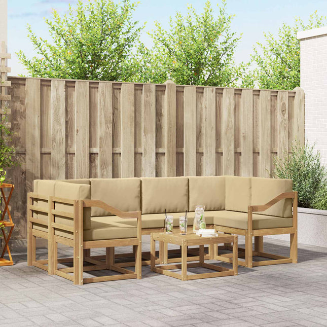 Udendørs sofagruppe med pude 7 pcs Hvid og Beige