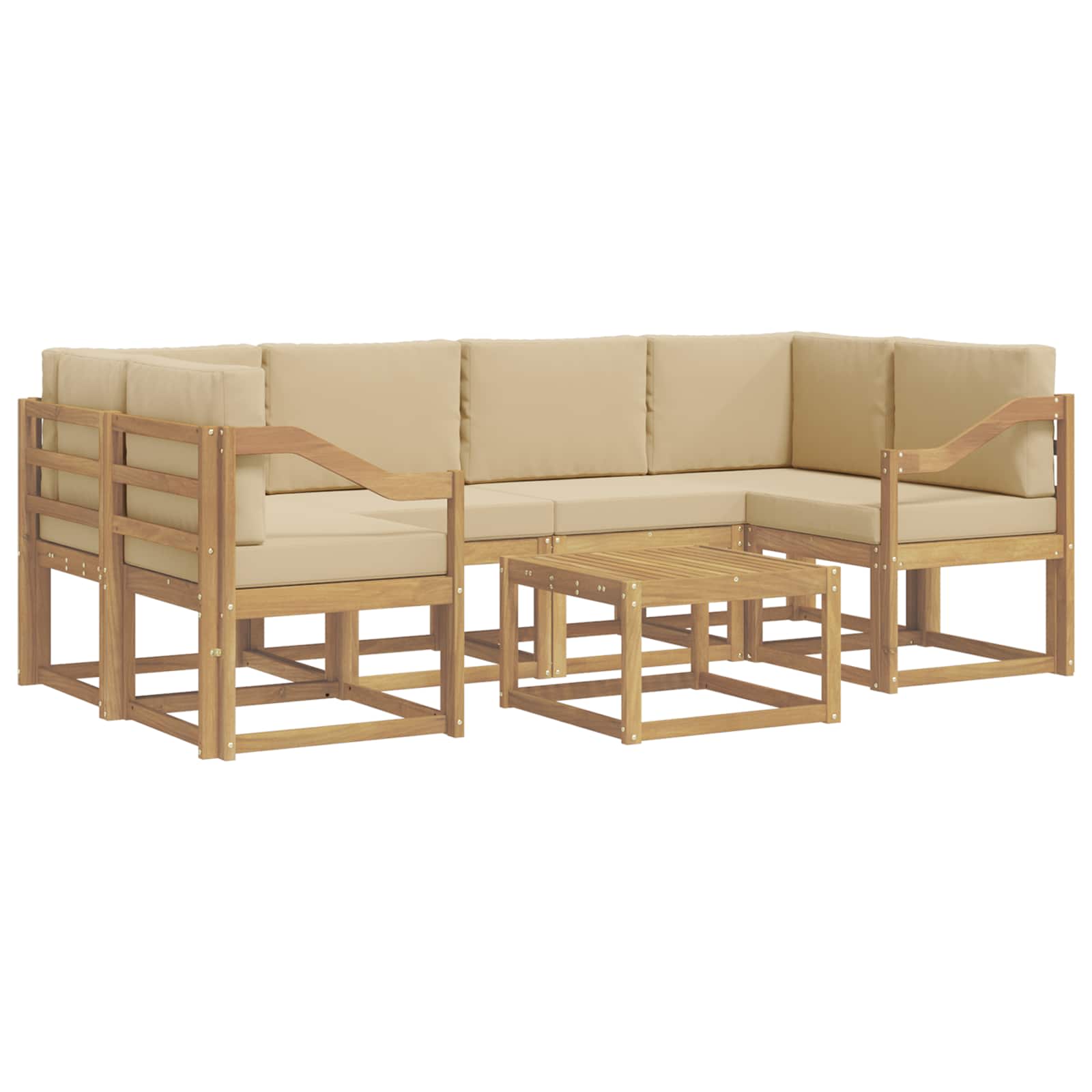 Udendørs sofagruppe med pude 7 pcs Hvid og Beige