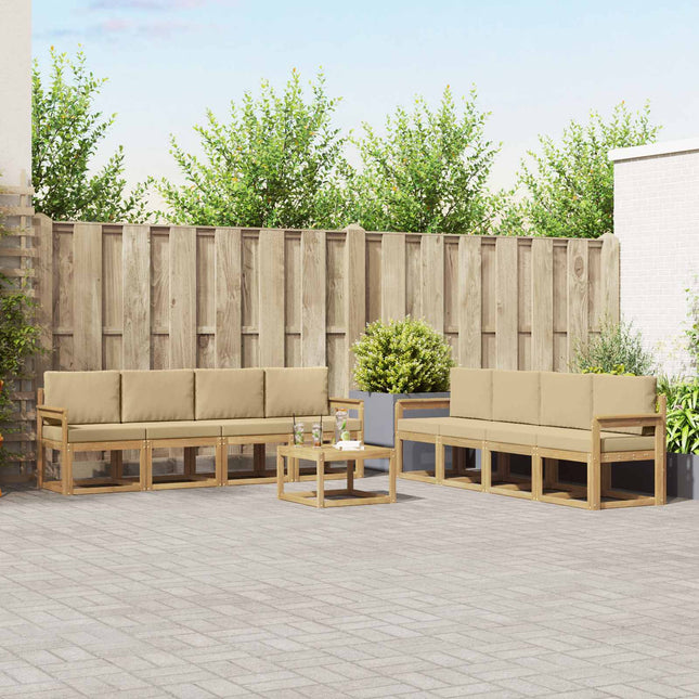 Udendørs sofagruppe med pude 9 pcs Hvid og Beige