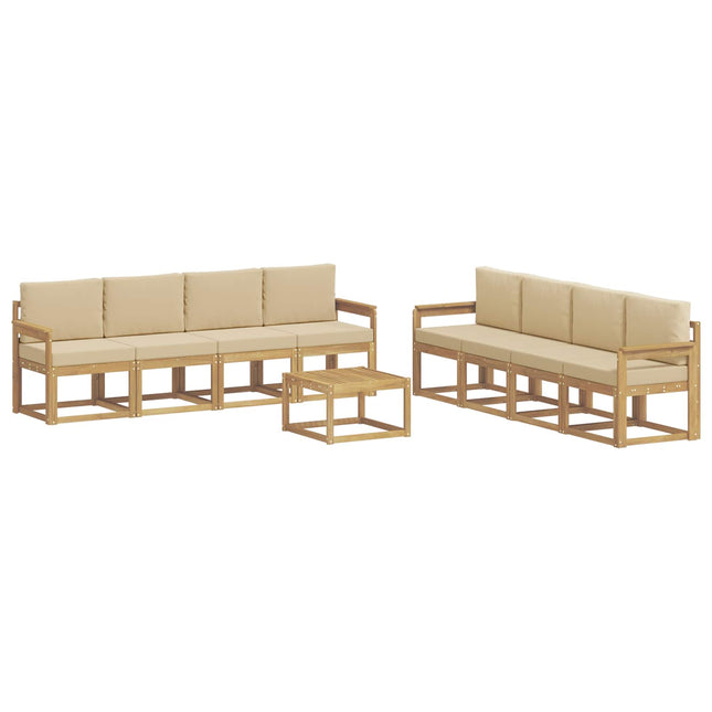 Udendørs sofagruppe med pude 9 pcs Hvid og Beige