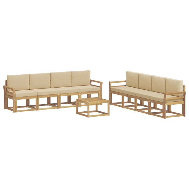Udendørs sofagruppe med pude 9 pcs Hvid og Beige