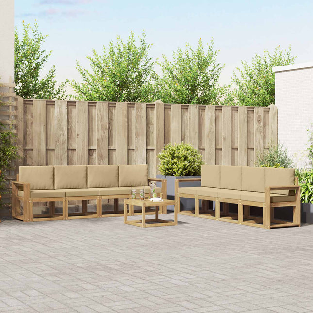 Udendørs sofagruppe med pude 9 pcs Hvid og Beige