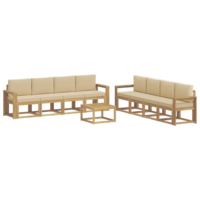 Udendørs sofagruppe med pude 9 pcs Hvid og Beige