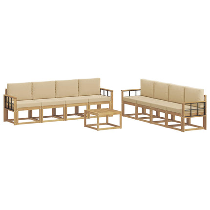 Udendørs sofagruppe med pude 9 pcs Hvid og Beige