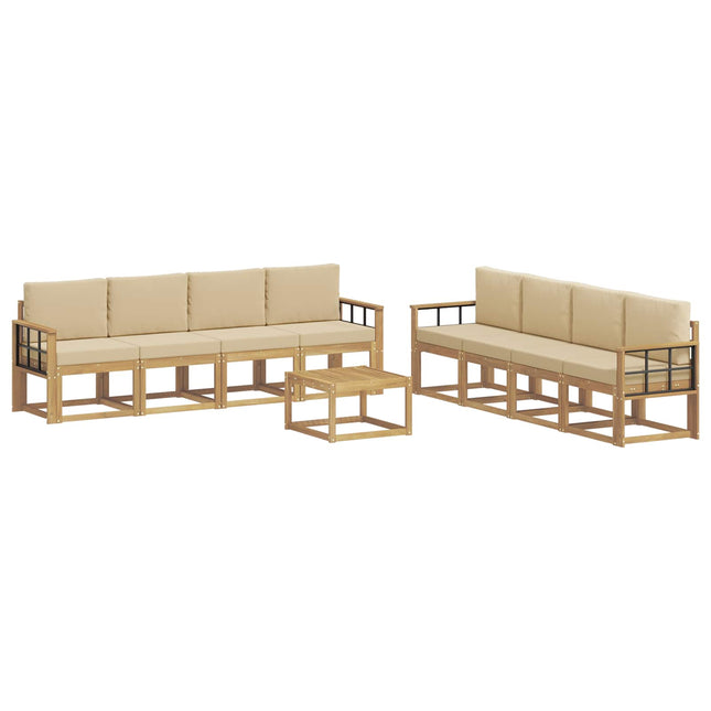 Udendørs sofagruppe med pude 9 pcs Hvid og Beige