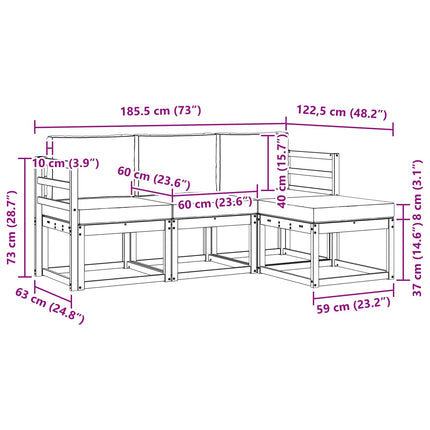 Udendørs sofagruppe 4 pcs