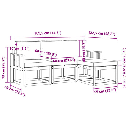 Udendørs sofagruppe 4 pcs