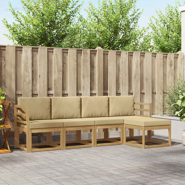Udendørs sofagruppe med pude 5 pcs Hvid og Beige