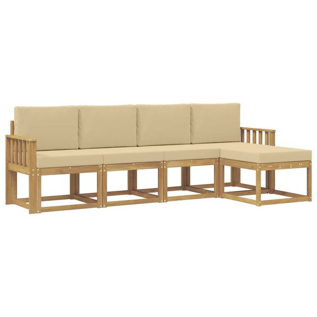 Udendørs sofagruppe med pude 5 pcs Hvid og Beige