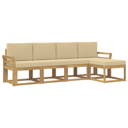 Udendørs sofagruppe med pude 5 pcs Hvid og Beige
