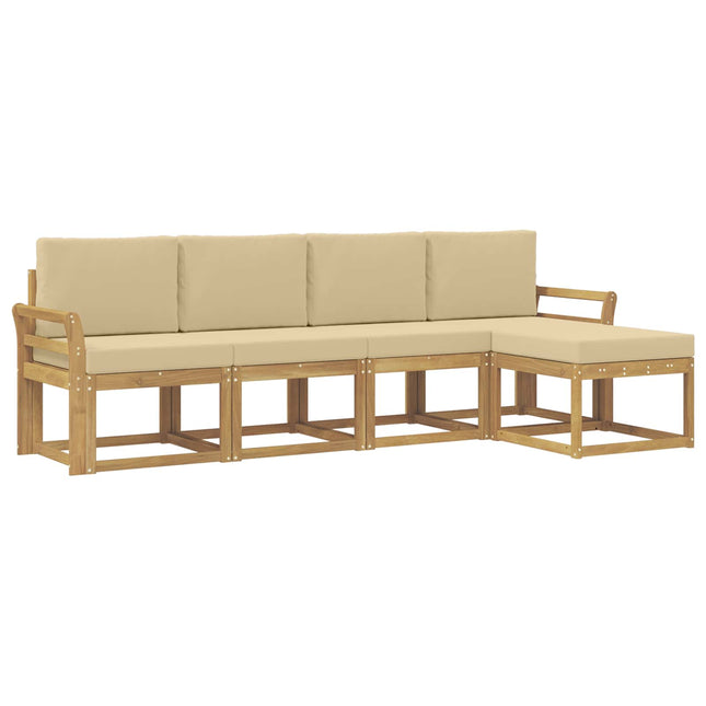 Udendørs sofagruppe med pude 5 pcs Hvid og Beige