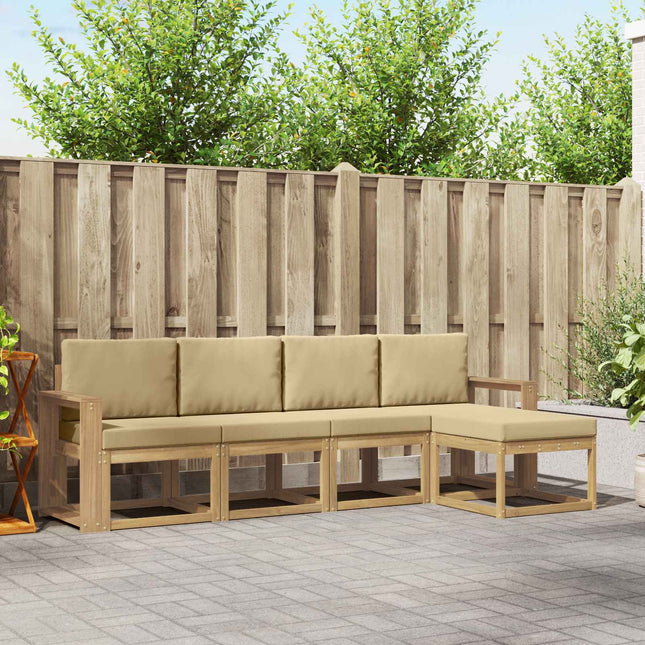 Udendørs sofagruppe med pude 5 pcs Hvid og Beige