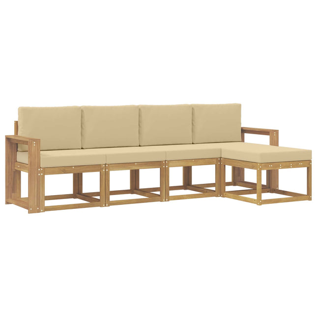 Udendørs sofagruppe med pude 5 pcs Hvid og Beige