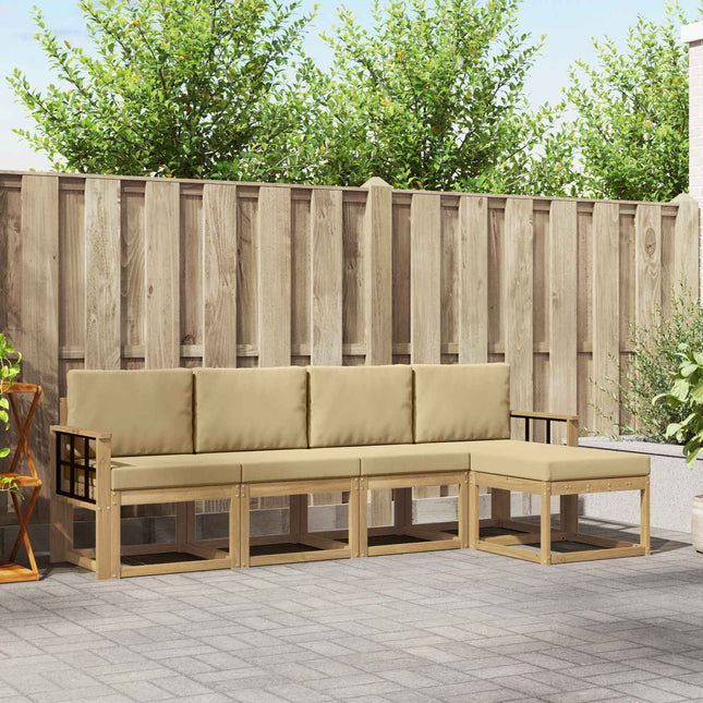 Udendørs sofagruppe med pude 5 pcs Hvid og Beige