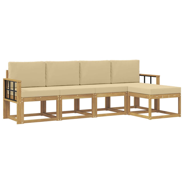 Udendørs sofagruppe med pude 5 pcs Hvid og Beige
