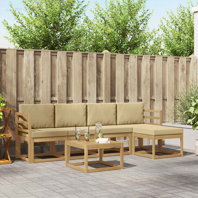 Udendørs sofagruppe med pude 6 pcs Hvid og Beige