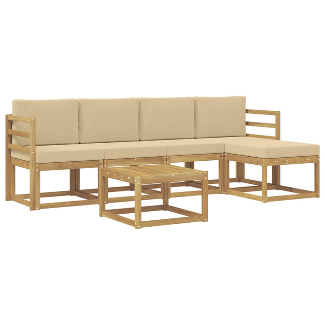 Udendørs sofagruppe med pude 6 pcs Hvid og Beige