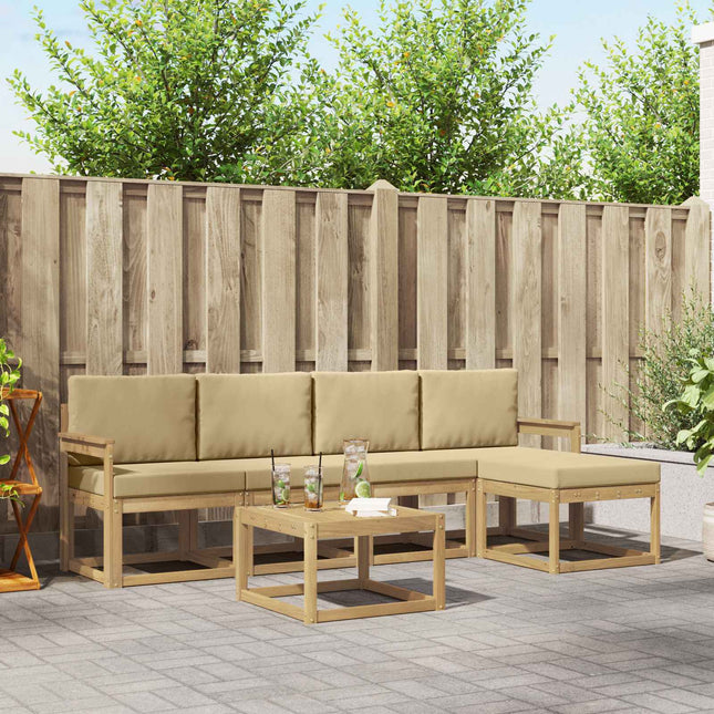 Udendørs sofagruppe med pude 6 pcs Hvid og Beige