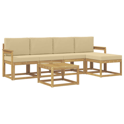 Udendørs sofagruppe med pude 6 pcs Hvid og Beige