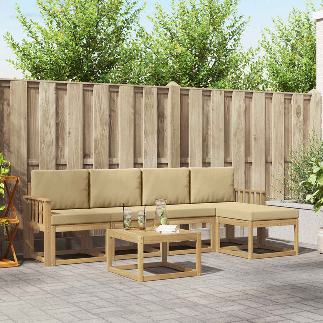 Udendørs sofagruppe med pude 6 pcs Hvid og Beige