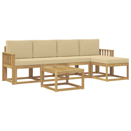 Udendørs sofagruppe med pude 6 pcs Hvid og Beige