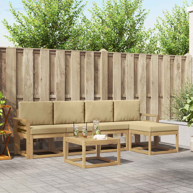 Udendørs sofagruppe med pude 6 pcs Hvid og Beige
