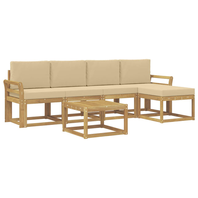 Udendørs sofagruppe med pude 6 pcs Hvid og Beige