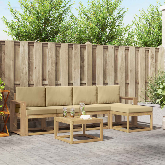 Udendørs sofagruppe med pude 6 pcs Hvid og Beige