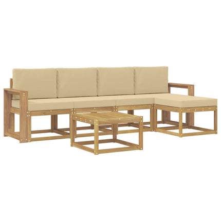 Udendørs sofagruppe med pude 6 pcs Hvid og Beige