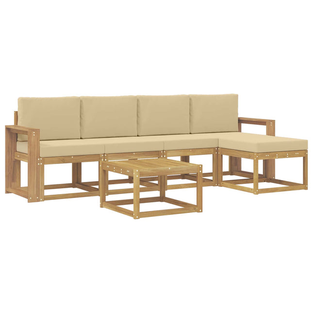 Udendørs sofagruppe med pude 6 pcs Hvid og Beige